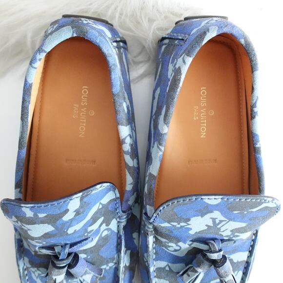 Louis Vuitton Blue Camo Monogram Driver Moccasin Loafer - Picture 9 of 16